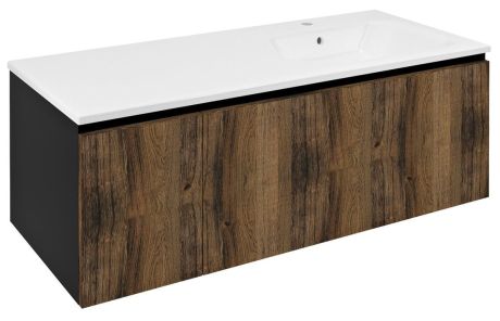 Przejdź do produktu LOREA szafka umywalkowa 120x46x51,5cm (30+90cm), prawa, dąb collingwood/czarny mat