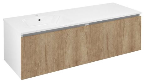 Przejdź do produktu LOREA szafka umywalkowa 140x46x51,5cm (70+70cm), lewa, dąb alabama/biały mat