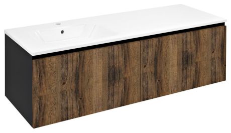 Przejdź do produktu LOREA szafka umywalkowa 140x46x51,5cm (70+70cm), lewa, dąb collingwood/czarny mat
