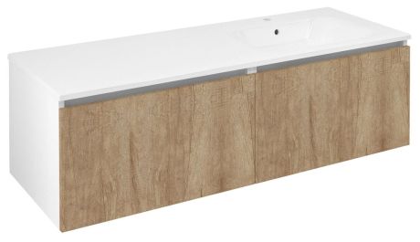 Przejdź do produktu LOREA szafka umywalkowa 140x46x51,5cm (70+70cm), prawa, dąb alabama/biały mat