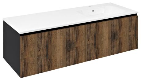 Przejdź do produktu LOREA szafka umywalkowa 140x46x51,5cm (70+70cm), prawa, dąb collingwood/czarny mat