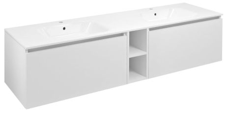 Przejdź do produktu LOREA szafka umywalkowa 160x46x51,5cm (70+20+70cm), biały mat