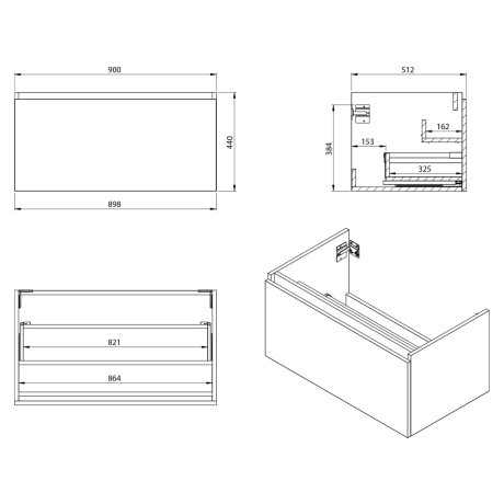 Przejdź do produktu LOREA szafka umywalkowa 180x46x51,5cm (90+90cm), dąb alabama/biały mat