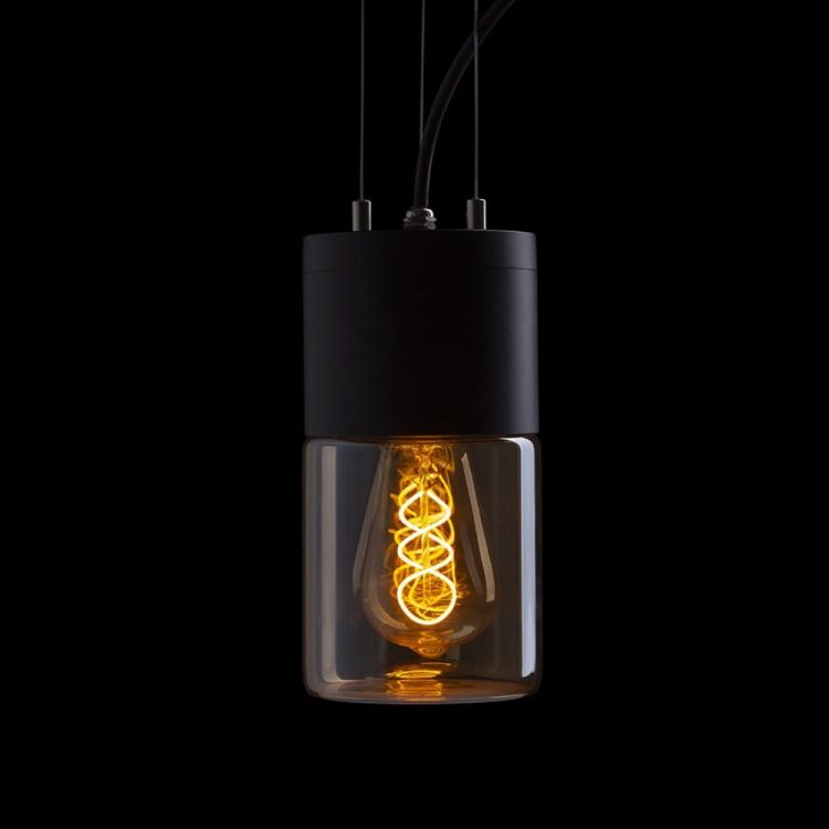QUINN wisząca czarna szkło bursztynowe 230V LED E27 11W IP54