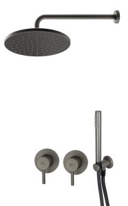 Grafitowy zestaw natryskowy podtynkowy z deszczownicą Paffoni Light LIG010MG70ZSC3A