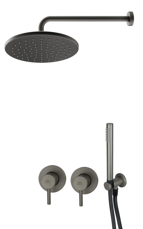 Grafitowy zestaw natryskowy podtynkowy z deszczownicą Paffoni Light LIG010MG70ZSC3A