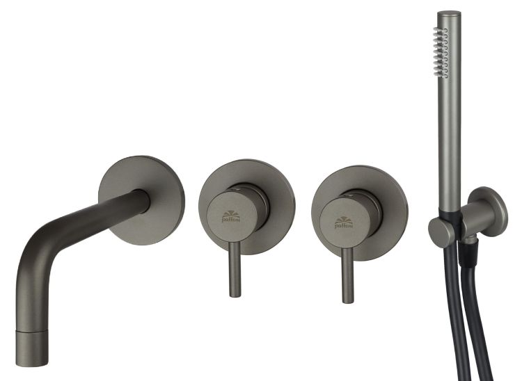 Zestaw natryskowy podtynkowy ze słuchawką prysznicową, wylewką i 2 bateriami podtynkowymi Paffoni Light LIG010MG70ZWW grafitowy