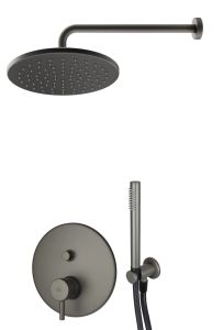 Komplet natryskowo-wannowy z baterią dwufunkcyjną i deszczownicą 22 cm Paffoni Light LIG015ZSC2AMG grafitowy