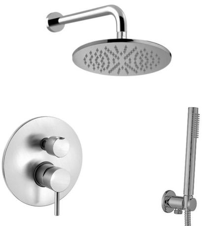 Przejdź do produktu Zestaw natryskowy podtynkowy z okrągłą deszczownicą 22,5 cm i słuchawką prysznicową Paffoni Light LIG018ZSC2AMG grafit