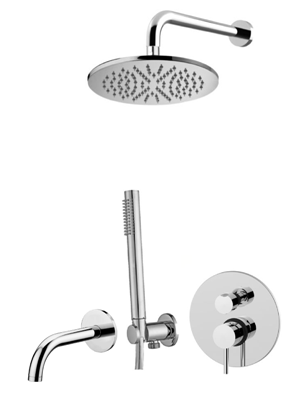 Zestaw wannowy podtynkowy ze słuchawką prysznicową i okrągłą deszczownicą Paffoni Light LIG019ZSCW3ACR chrom połysk