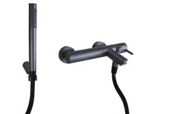 Bateria wannowo-prysznicowa ścienna ze słuchawką prysznicową Paffoni Light LIG023MG grafit