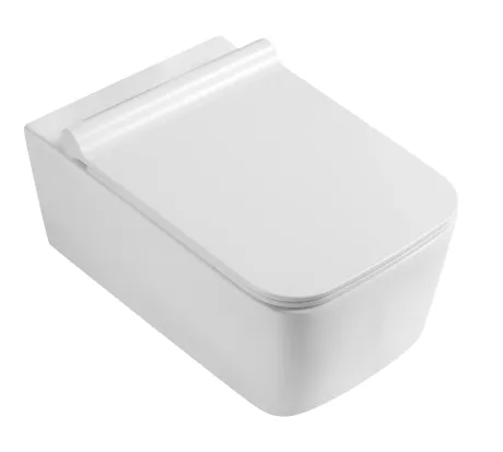 Przejdź do produktu Miska WC bezkołnierzowa 36x57 cm Trend Accord z deską WC, stelażem podtynkowy Geberit i czarnym przyciskiem Delta50 TR2122D+111170001+156050001 biały połysk