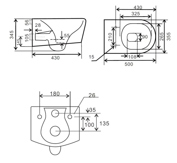 Miska WC bezkołnierzowa wisząca 37x49 cm Trend Corona z deską WC TR2197 biała