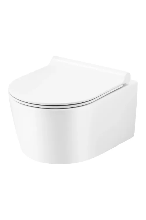 Miska WC bezkołnierzowa wisząca 37x49 cm Trend Corona z deską WC TR2197 biała