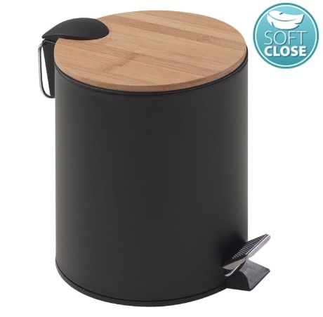 Przejdź do produktu KENTA kosz na śmieci 3l, Soft Close , czarny mat/bambus