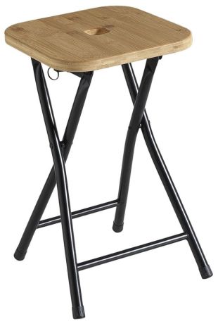 Przejdź do produktu KENTA taboret łazienkowy, 27x27cm, czarny/bambus