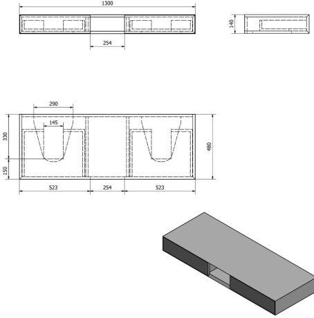 Przejdź do produktu MORIAN szafka umywalkowa 130x14x48cm, dąb