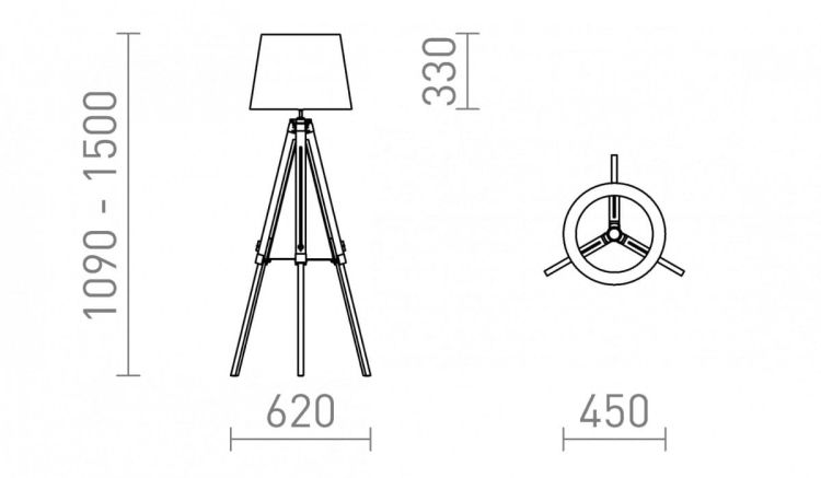 ALVIS/ILUSION podłogowa  folia chromowana/bambus 230V LED E27 15W