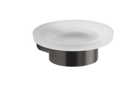 Przejdź do produktu PIRENEI mydelniczka, szkło mleczne, gun metal