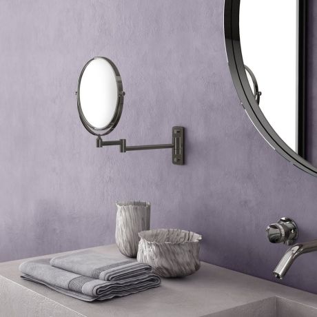 Przejdź do produktu GAIA wiszące lusterko kosmetyczne, średnica 180mm, dwustronne, gun metal