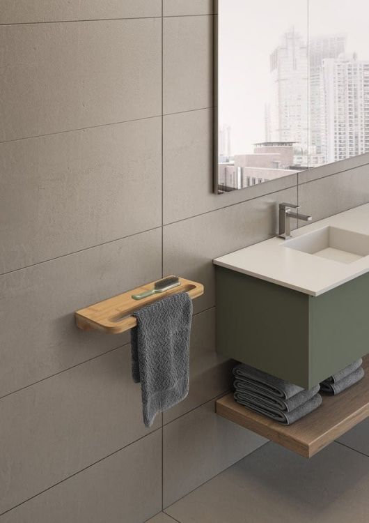 HIMALAYA półka zuchwytem na ręczniki 400x145mm, bambus