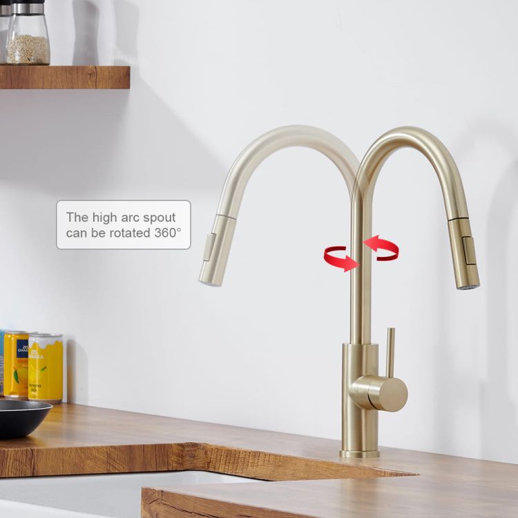 Bateria zlewozmywakowa 43 cm z obrotową wylewką AquaPro KU01ZM złoty mat