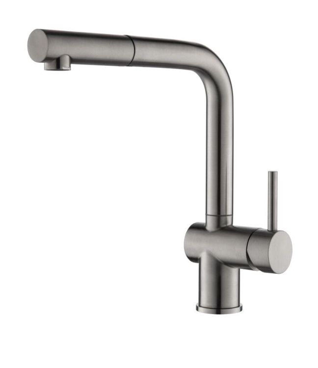 Bateria zlewozmywakowa 43 cm z obrotową wylewką AquaPro KU02STS stal szczotkowana