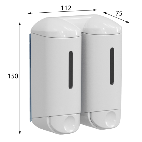 Przejdź do produktu SHOWER SMALL podwójny dozownik mydła w płynie, 2x170ml, biały