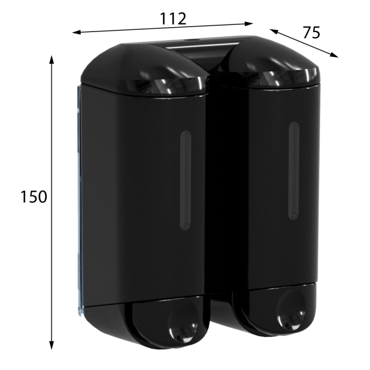 SHOWER SMALL podwójny dozownik mydła w płynie, 2x170ml, czarny