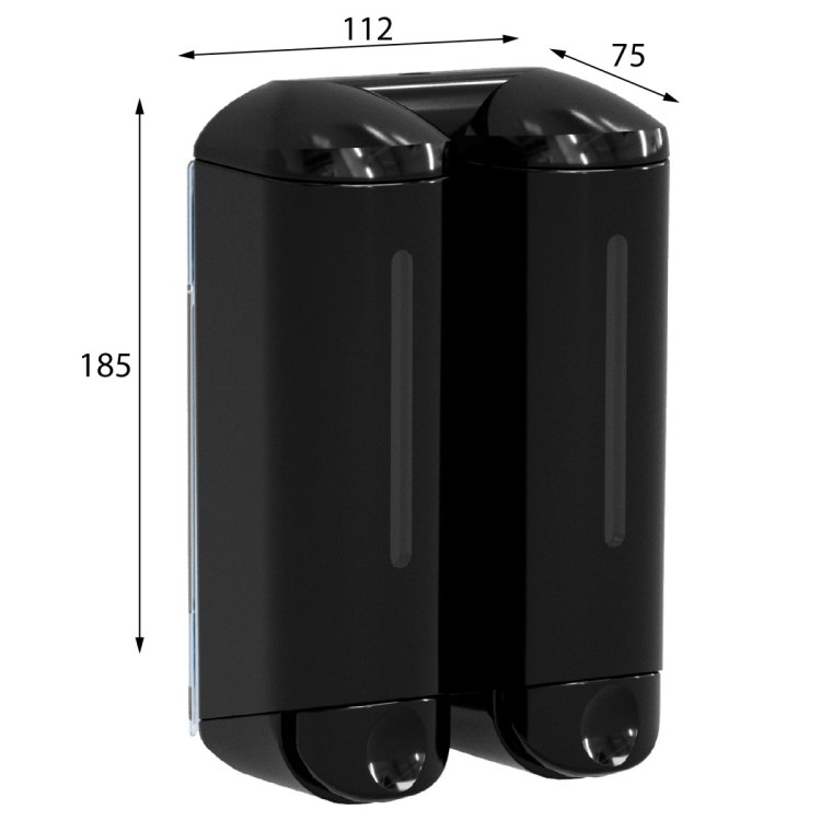 SHOWER MEDIUM podwójny dozownik mydła płynnego 2x250ml, czarny