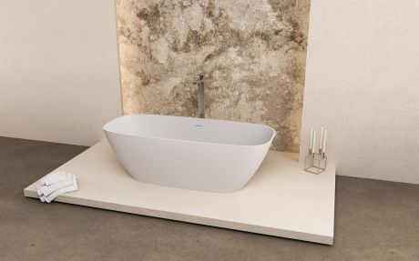 Przejdź do produktu MEDINA wanna wolnostojąca 165x70x52cm, solid surface, biały mat