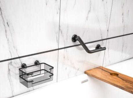 Przejdź do produktu Uchwyt nad wannę lub do prysznica kątowy dla osób niepełnosprawnych  ANDEX 044/NG czarny mat