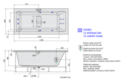 MARLENE HYDRO wanna z hydromasażem 170x80x48cm, biała
