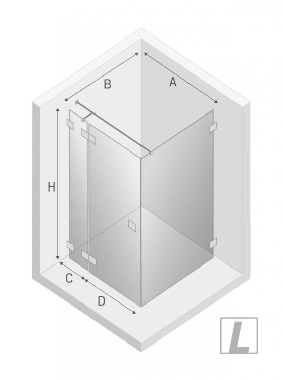 KABINA EVENTA 1D PROSTOKĄTNA L 110x80x200 CZYSTE 8mm ACTIVE SHIELD 2.0