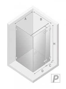 KABINA EVENTA 1D PROSTOKĄTNA P 100x120x200 CZYSTE 8mm ACTIVE SHIELD 2.0