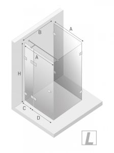 KABINA EVENTA 1D KWADRATOWA PRZYŚCIENNA L 80x80x200 CZYSTE 8mm ACTIVE SHIELD 2.0