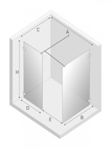 KABINA EVENTA WALK-IN U 140x80x200 CZYSTE 8mm ACTIVE SHIELD 2.0