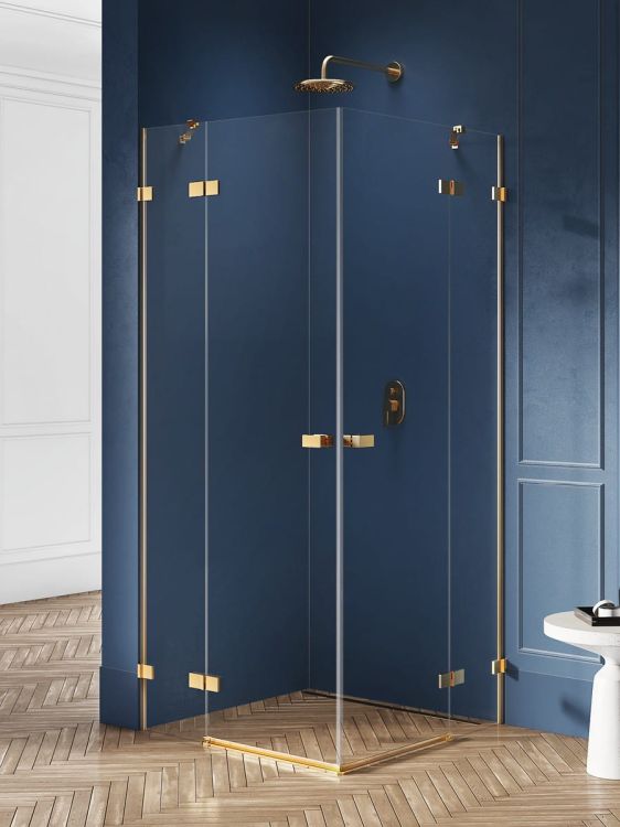 KABINA AVEXA GOLD BRUSHED 2D PROSTOKĄTNA  80x90x200 CZYSTE 6mm ACTIVE SHIELD 2.0