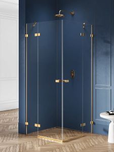 KABINA AVEXA GOLD BRUSHED 2D KWADRATOWA  100x100x200 CZYSTE 6mm ACTIVE SHIELD 2.0