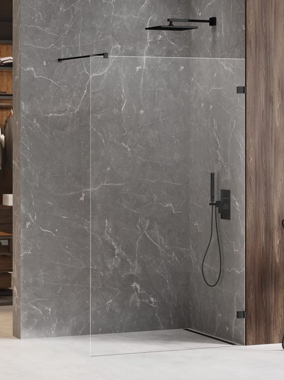 NZ4 KABINA AVEXA BLACK WALK-IN U 160x200 CZYSTE 8mm ACTIVE SHIELD 2.0
