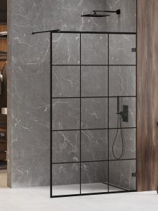 KABINA AVEXA BLACK WALK-IN U 120x200 CZYSTE 6mm ACTIVE SHIELD 2.0 WZÓR KRATKA