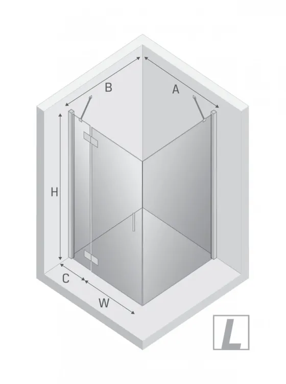 KABINA NEW RENOMA 1D PROSTOKĄTNA L 90x80x195 CZYSTE 6mm ACTIVE SHIELD 2.0