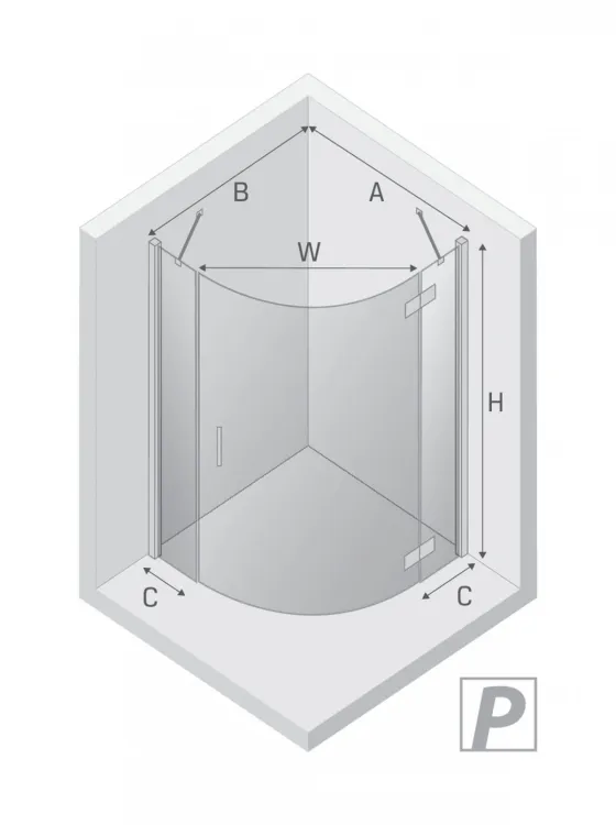 NZ2 KABINA NEW MERANA 1D PÓŁOKRĄGŁA P 80x80x195 CZYSTE 6mm ACTIVE SHIELD 2.0