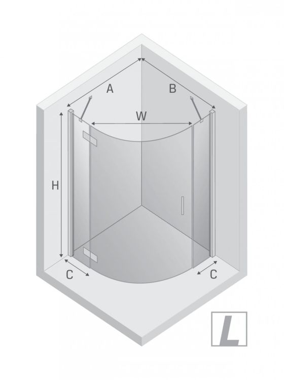 KABINA NEW MERANA 1D PÓŁOKRĄGŁA L 90x90x195 CZYSTE 6mm ACTIVE SHIELD 2.0