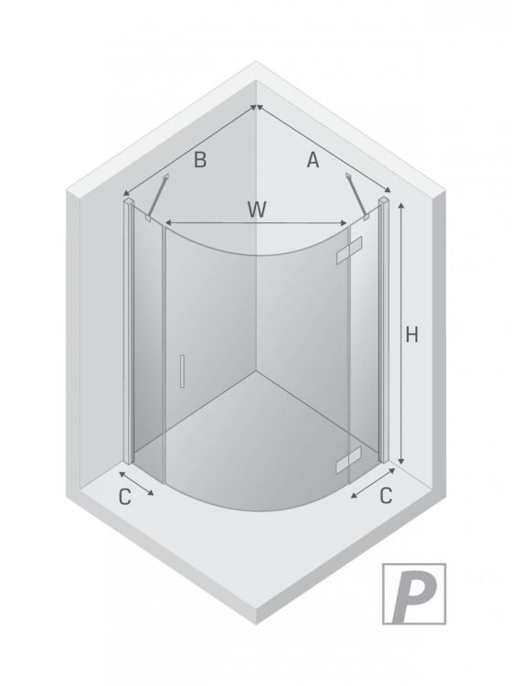 NZ2 KABINA NEW MERANA 1D PÓŁOKRĄGŁA P 100x100x195 CZYSTE 6mm ACTIVE SHIELD 2.0