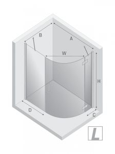 NZ2 KABINA NEW MERANA 1D ASYMETRYCZNA L 120x85x195 CZYSTE 6mm ACTIVE SHIELD 2.0