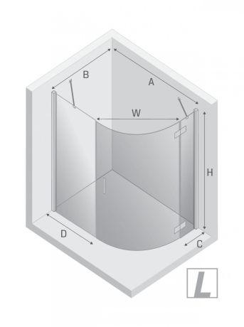 Przejdź do produktu NZ2 KABINA NEW MERANA 1D ASYMETRYCZNA L 120x85x195 CZYSTE 6mm ACTIVE SHIELD 2.0