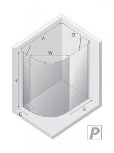 NZ2 KABINA NEW MERANA 1D ASYMETRYCZNA P 120x85x195 CZYSTE 6mm ACTIVE SHIELD 2.0