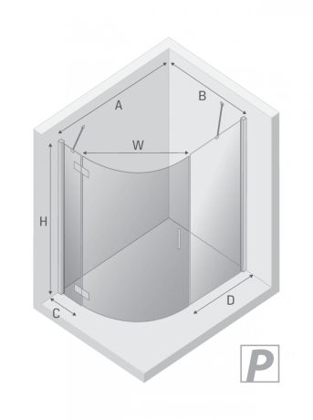 Przejdź do produktu NZ2 KABINA NEW MERANA 1D ASYMETRYCZNA P 120x85x195 CZYSTE 6mm ACTIVE SHIELD 2.0