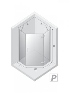 KABINA NEW AZURA 1D PIĘCIOKĄTNA P 90x90x195 CZYSTE 6mm ACTIVE SHIELD 2.0